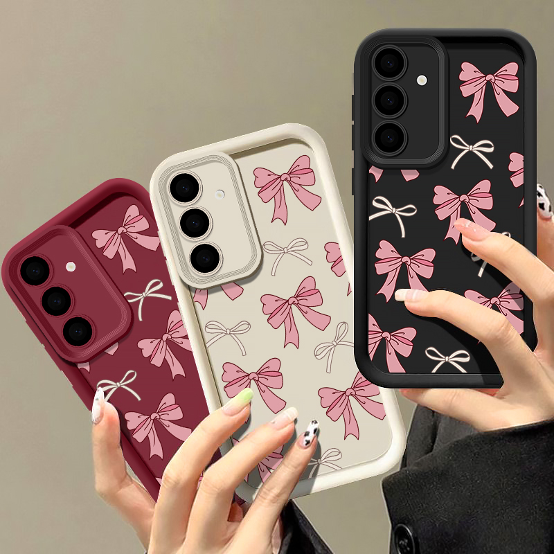 Samsung Galaxy A55 - Samsung Galaxy S26、S25、S24 Ultra、S23 Plus、S26 FE、A18、A57、A37、A17、A56、A27、A36、A26、A16、A55、A15用、蝶ネクタイ柄のシリコンケース