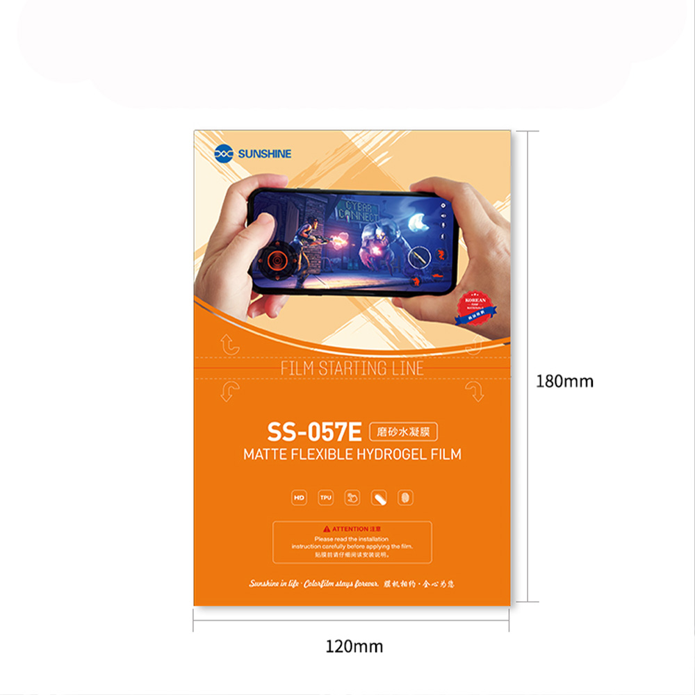 Flexible Tpu Film - SUNSHINE SS-057E マット仕上げの柔軟性TPUハイドロゲルフィルム 50枚入り/箱。指紋防止、反射防止、自己修復機能付き。SS890Cインテリジェントフィルムカッティングマシン用。汎用モバイルフォン用、湾曲スクリーン対応の背面保護フィルム。
